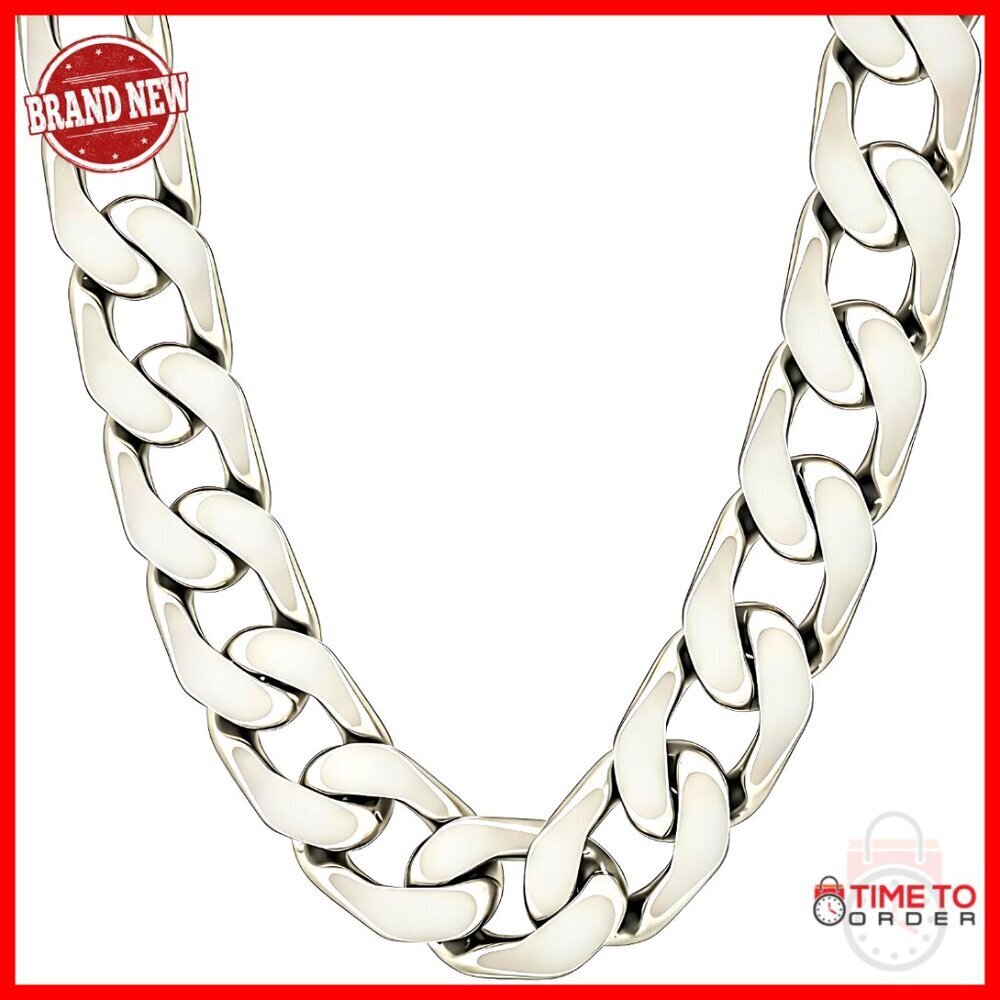 11.5mm Flat Cuban Link Chain Necklace 24k Gold Plated Men's Jewelry